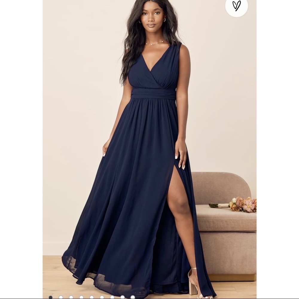 Lulu’s Thoughts of Hue Blue Surplice Dress Maxi Dress